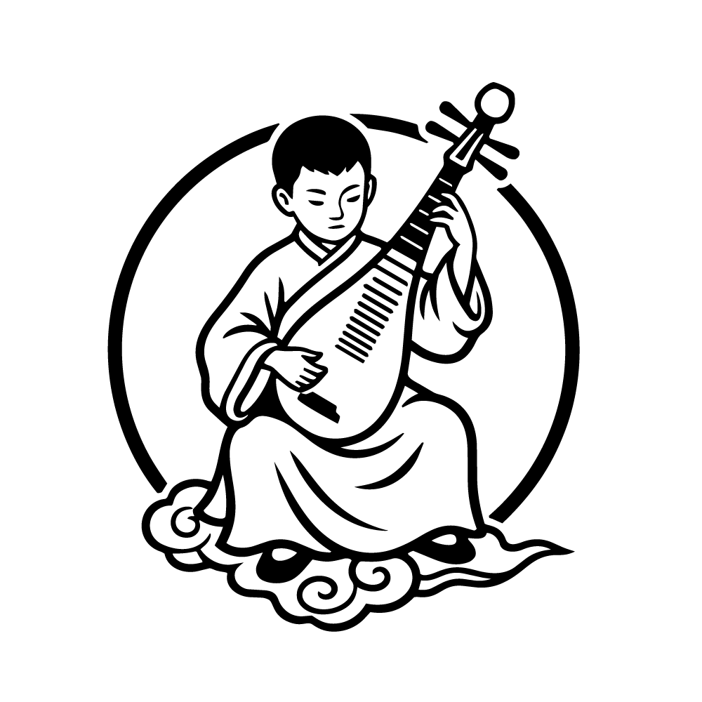PipaBoy illustration: a seated musician playing a pipa
